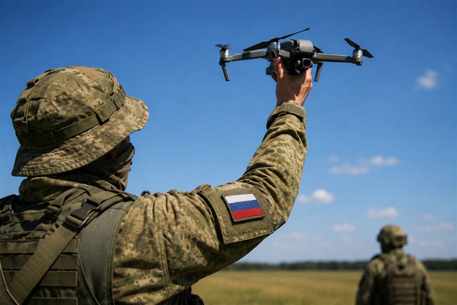 Военнослужащий запускает FPV-дрон